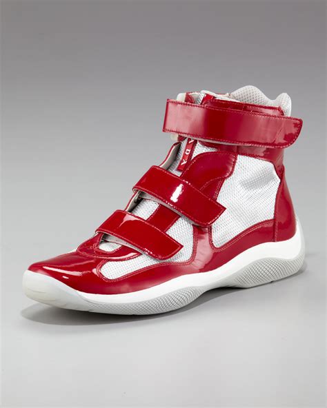 red high top prada sneakers.